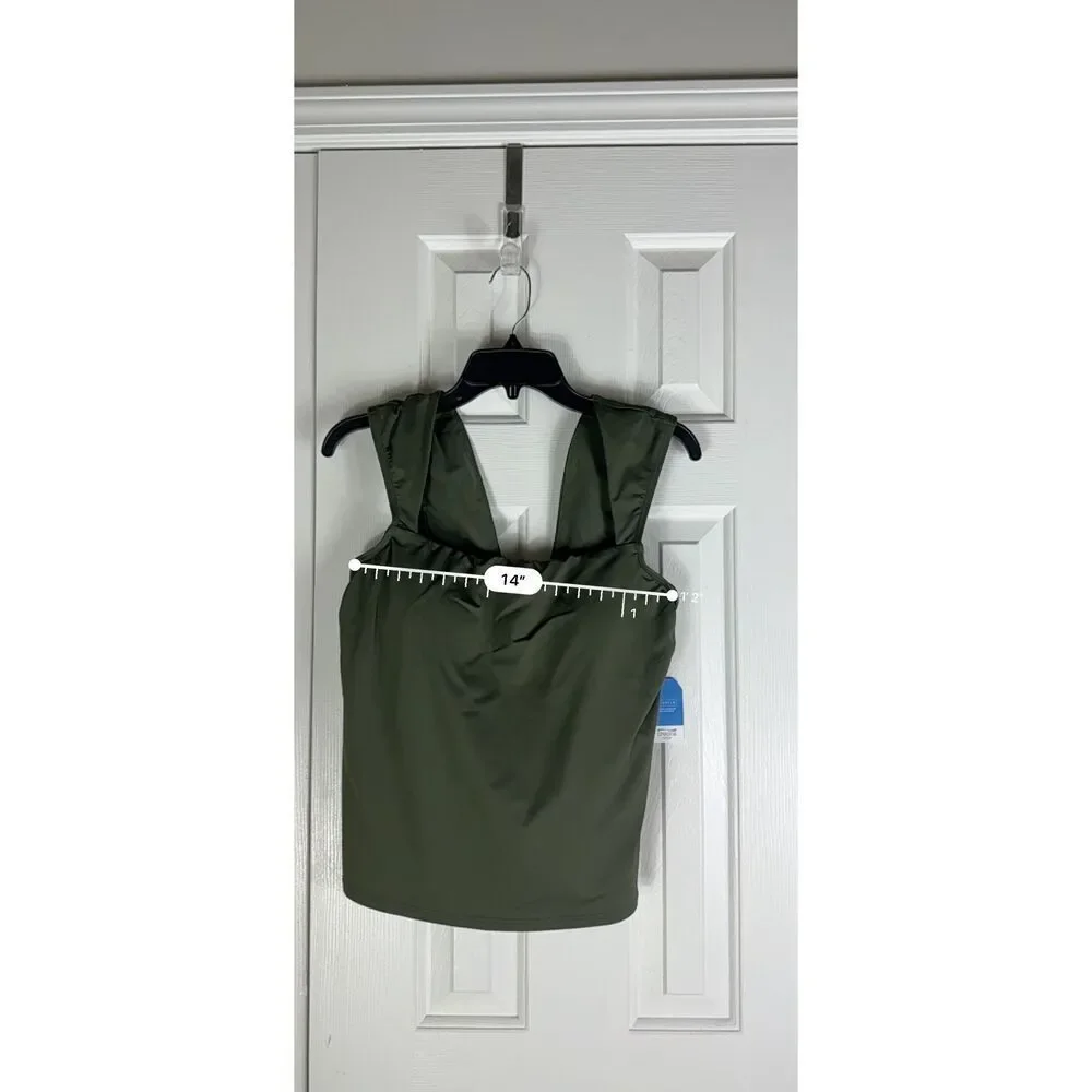 NWT Lands End Womens Green Swim Top Size 14